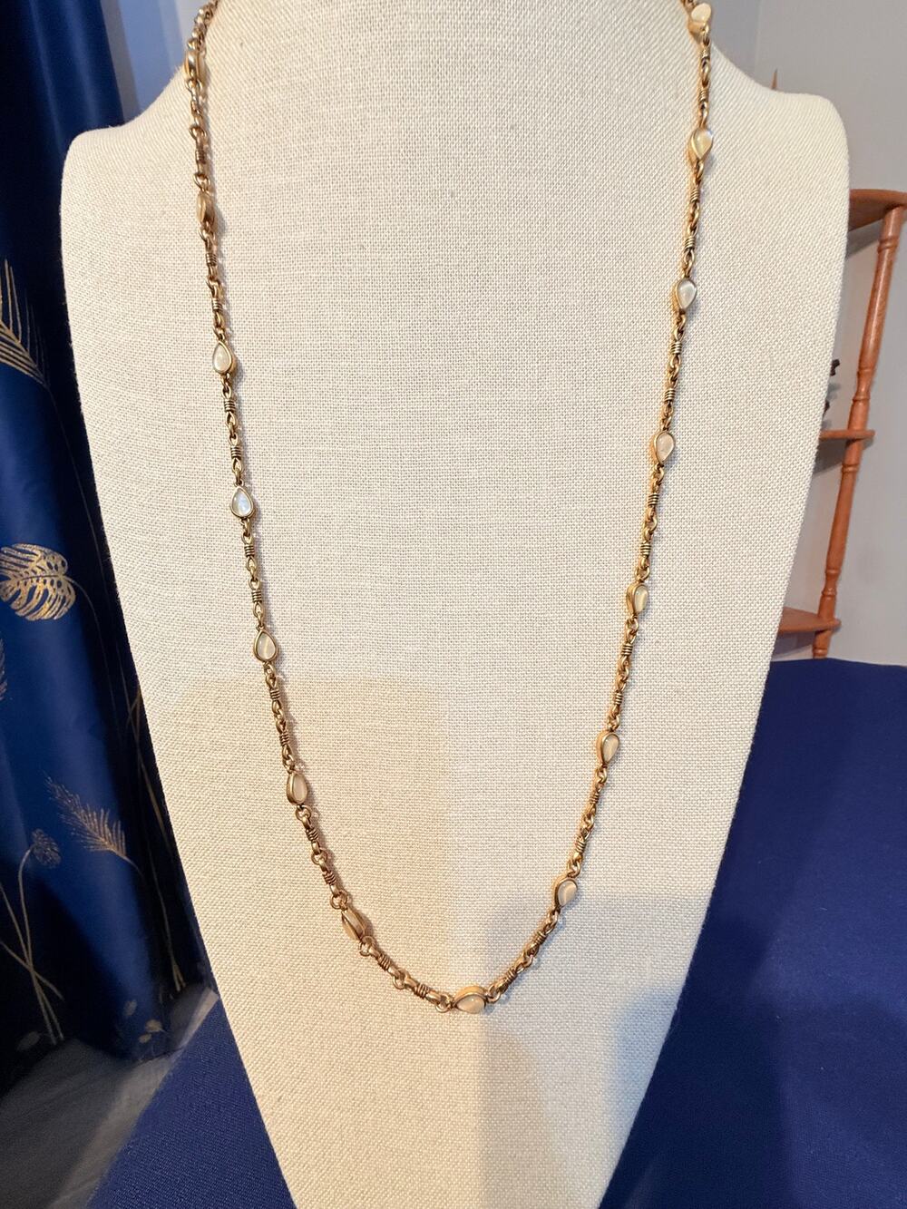 Vintage Lucky Brand 38” Mother of Pearl Station Necklace
